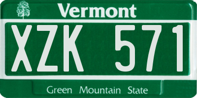VT license plate XZK571