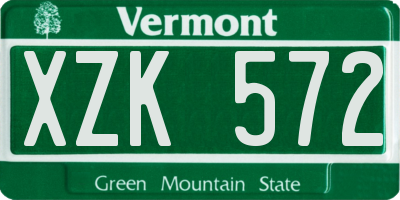 VT license plate XZK572