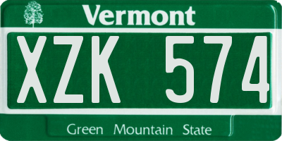 VT license plate XZK574
