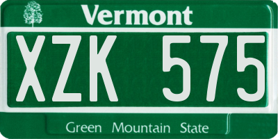 VT license plate XZK575