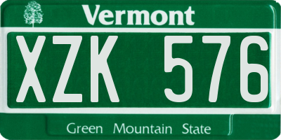 VT license plate XZK576
