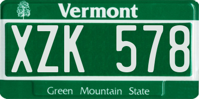 VT license plate XZK578