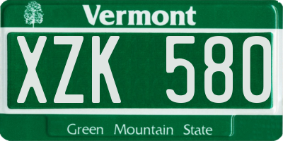 VT license plate XZK580