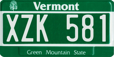 VT license plate XZK581