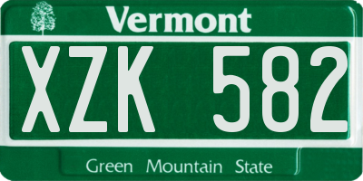 VT license plate XZK582