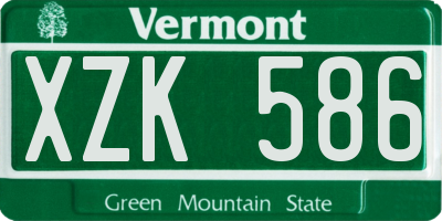 VT license plate XZK586