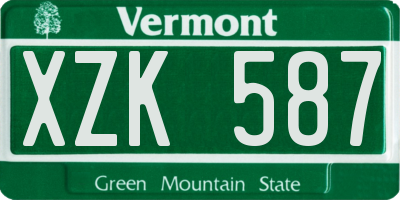 VT license plate XZK587