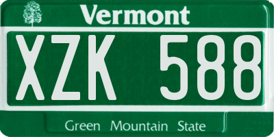 VT license plate XZK588
