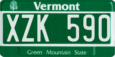 VT license plate XZK590