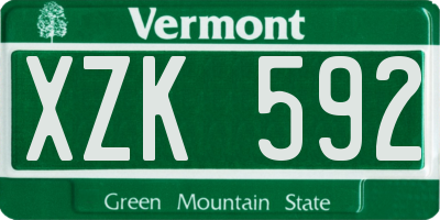 VT license plate XZK592