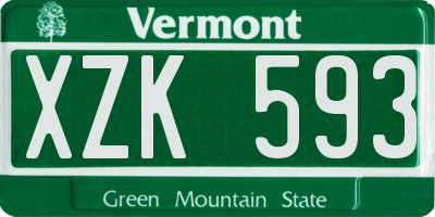 VT license plate XZK593