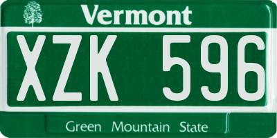 VT license plate XZK596