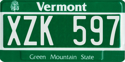 VT license plate XZK597