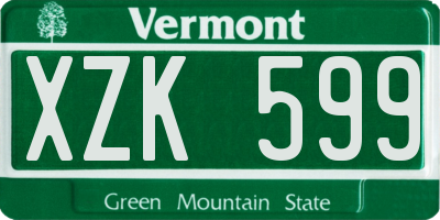 VT license plate XZK599