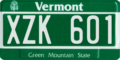 VT license plate XZK601