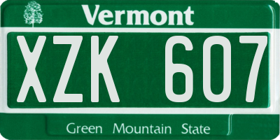 VT license plate XZK607