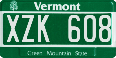 VT license plate XZK608