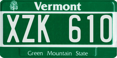 VT license plate XZK610