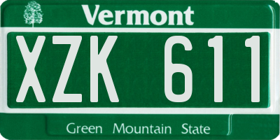 VT license plate XZK611