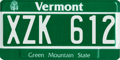 VT license plate XZK612