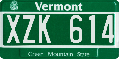 VT license plate XZK614