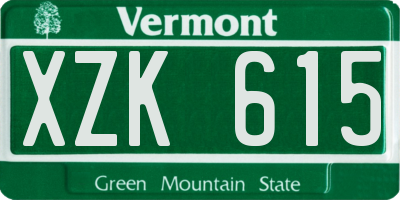 VT license plate XZK615