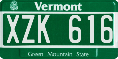VT license plate XZK616