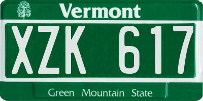 VT license plate XZK617