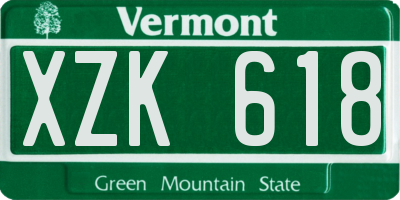 VT license plate XZK618