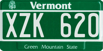 VT license plate XZK620