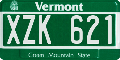 VT license plate XZK621