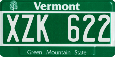 VT license plate XZK622