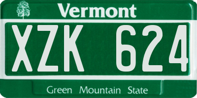 VT license plate XZK624