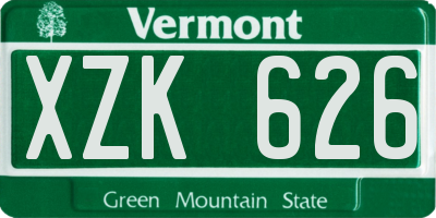 VT license plate XZK626