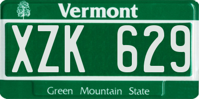 VT license plate XZK629