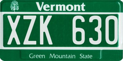 VT license plate XZK630