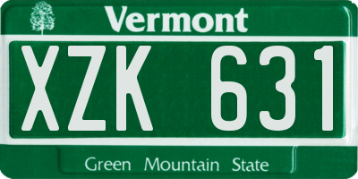 VT license plate XZK631