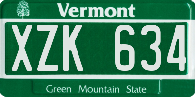 VT license plate XZK634