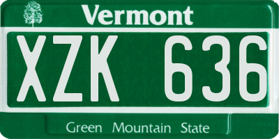 VT license plate XZK636