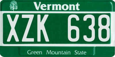 VT license plate XZK638