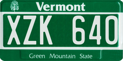 VT license plate XZK640