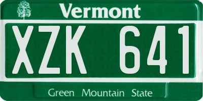 VT license plate XZK641