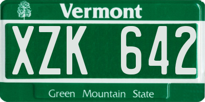 VT license plate XZK642
