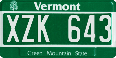 VT license plate XZK643