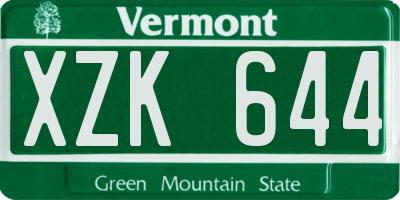 VT license plate XZK644