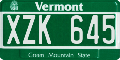 VT license plate XZK645