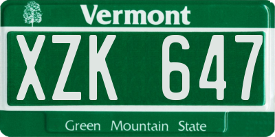 VT license plate XZK647