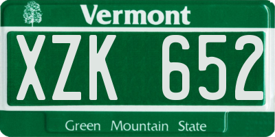 VT license plate XZK652