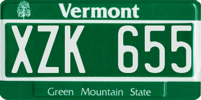 VT license plate XZK655