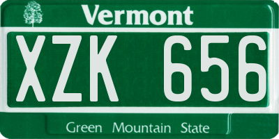 VT license plate XZK656